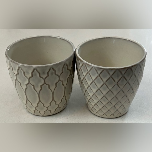 Espresso Demi tasse coffee cup Set of Two Gray Patterned ceramic cups - Picture 8 of 10